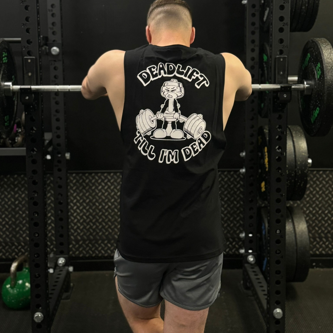 🥇 Deadlift Till I'm Dead - Gold Level on Black Vest - Deadlift