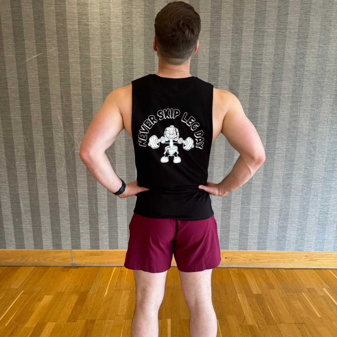 🥈Never Skip Leg Day - Silver Level on Black Vest - Squat