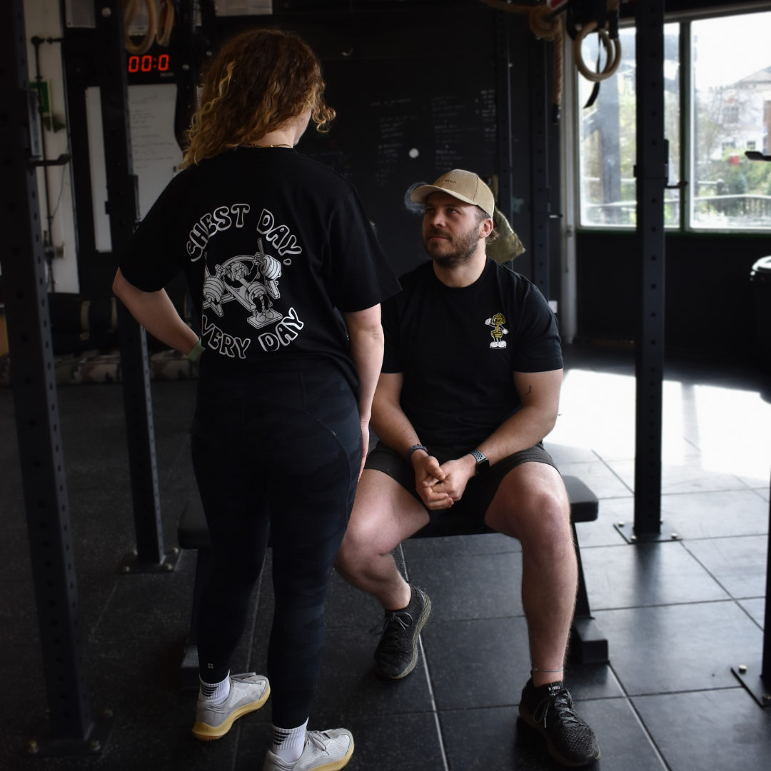 🥇 Chest Day, Every Day - Gold Level on Black Oversized - Bench press