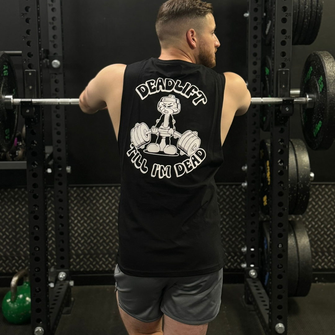 🥇 Deadlift Till I'm Dead - Gold Level on Black Vest - Deadlift